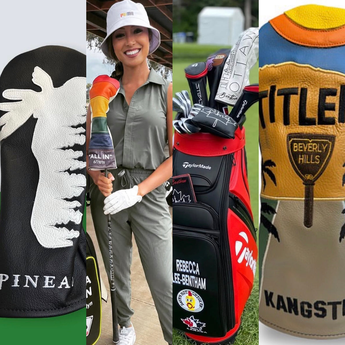 Red Komodo Golf covers in a tour player’s bag