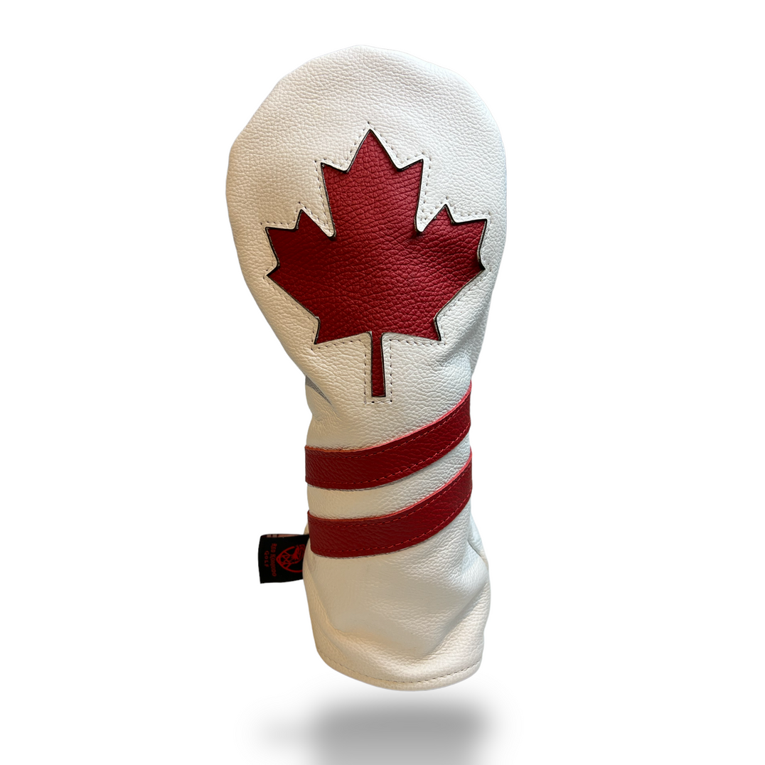Canada Cover with Stripes – handmade leather golf headcover by Red Komodo Golf (view 1)